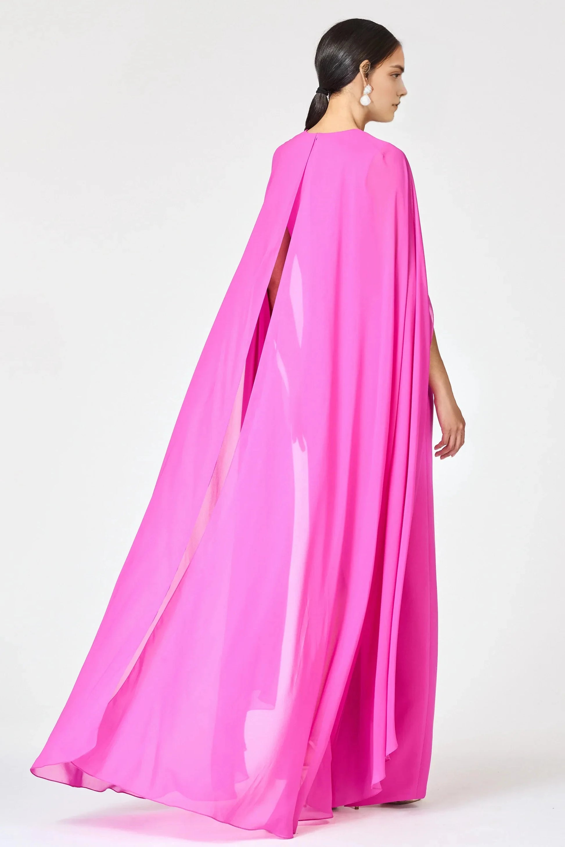 Caped Sheath Crew Neck Flower Accent Sleeveless Zipper Back Floor Length For Ladies Evening Dress by YiHuiw