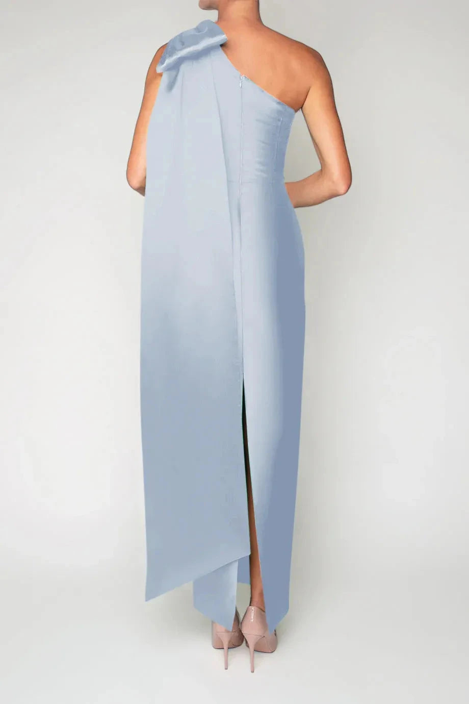Caped Sheath One Shoulder Sleeveless Zipper Back High Slit Floor Length Female Prom Dress by YiHuiw