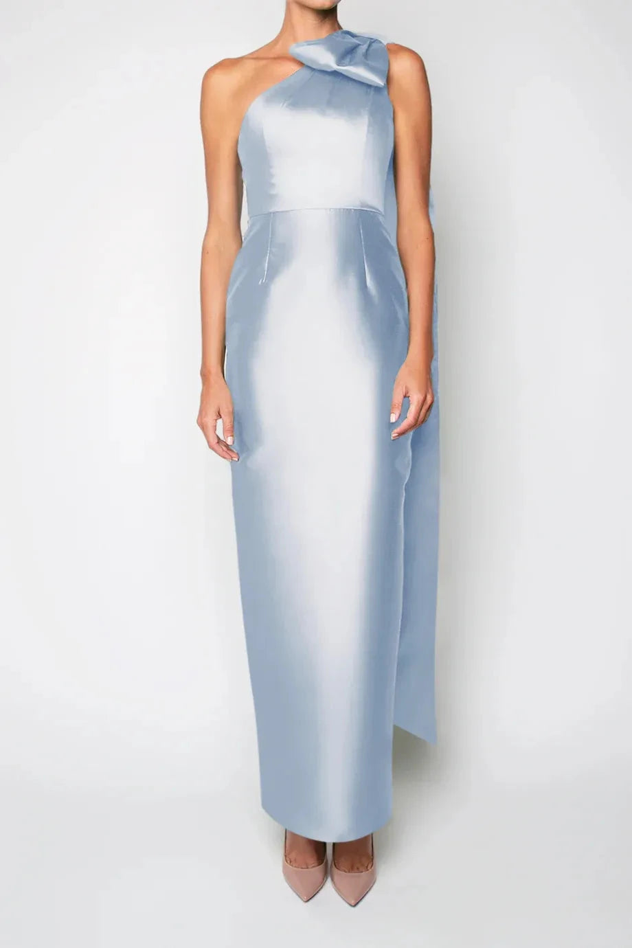 Caped Sheath One Shoulder Sleeveless Zipper Back High Slit Floor Length Female Prom Dress by YiHuiw