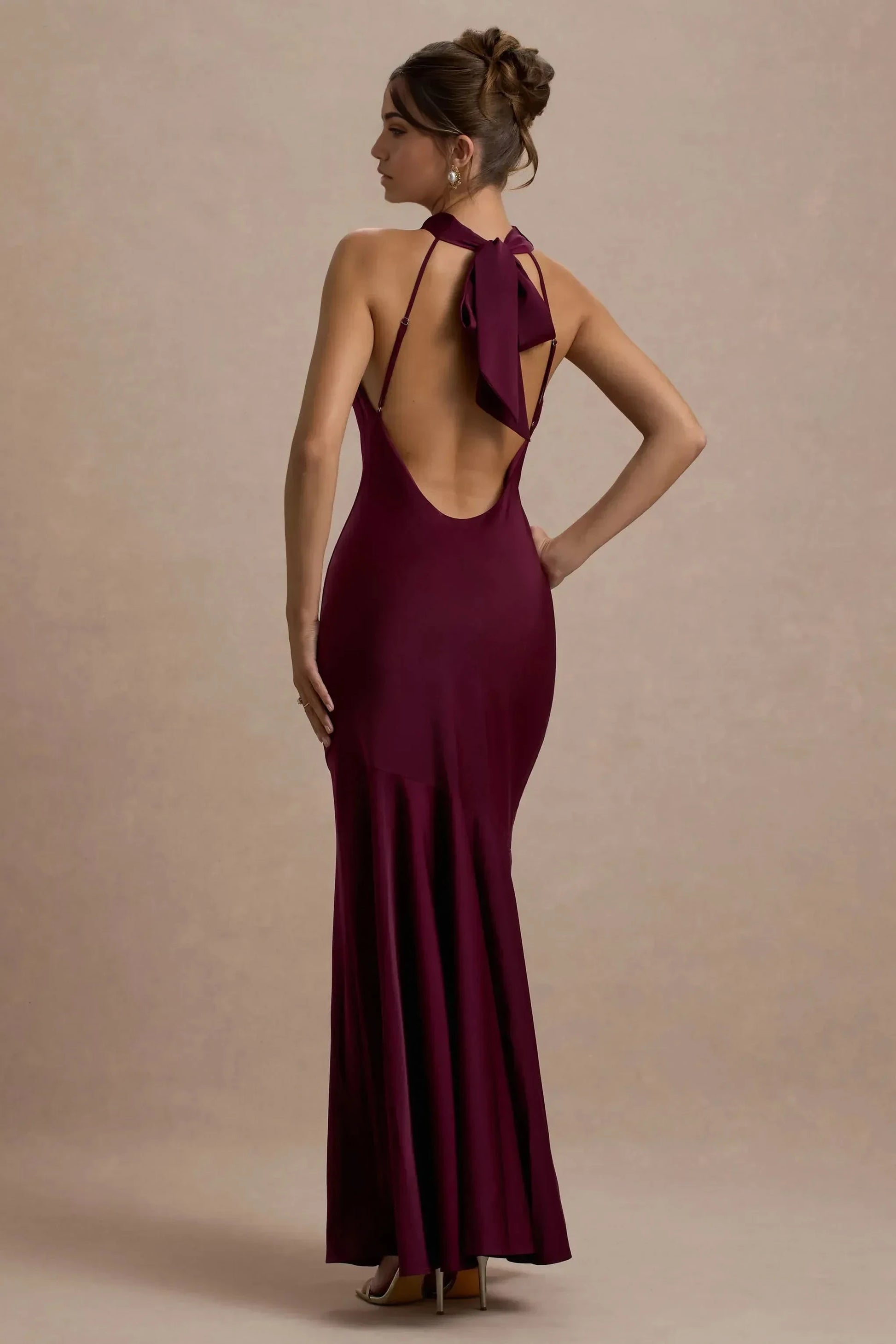Captivating Mermaid Cowl Neck Sleeveless Open Back Floor Length Prom Dress by YiHuiw