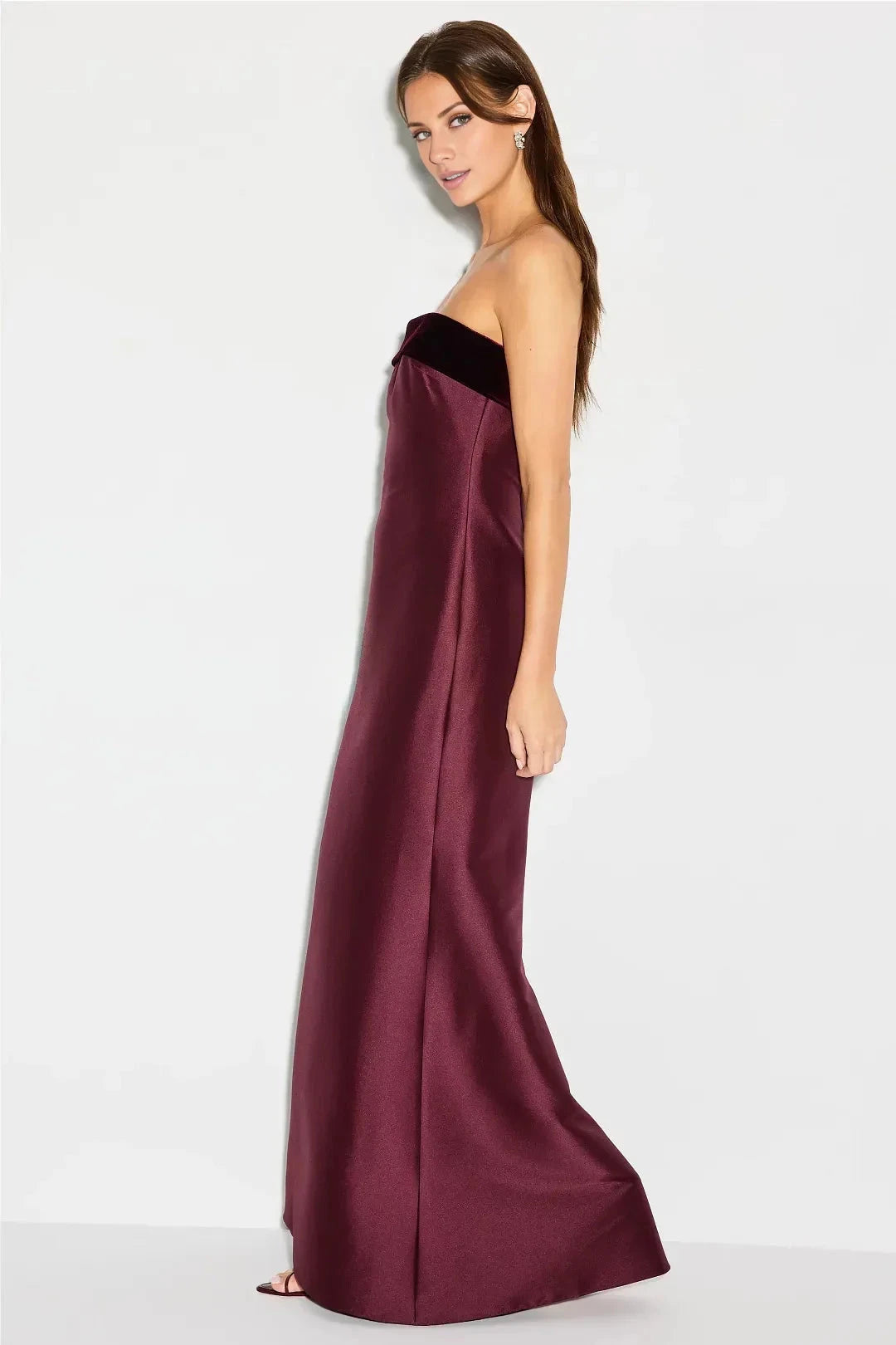 Ceremonial Off the Shoulder Neck Strapless Velvet-Trimmed Satin Mermaid Floor-Length Evening Dress by YiHuiw