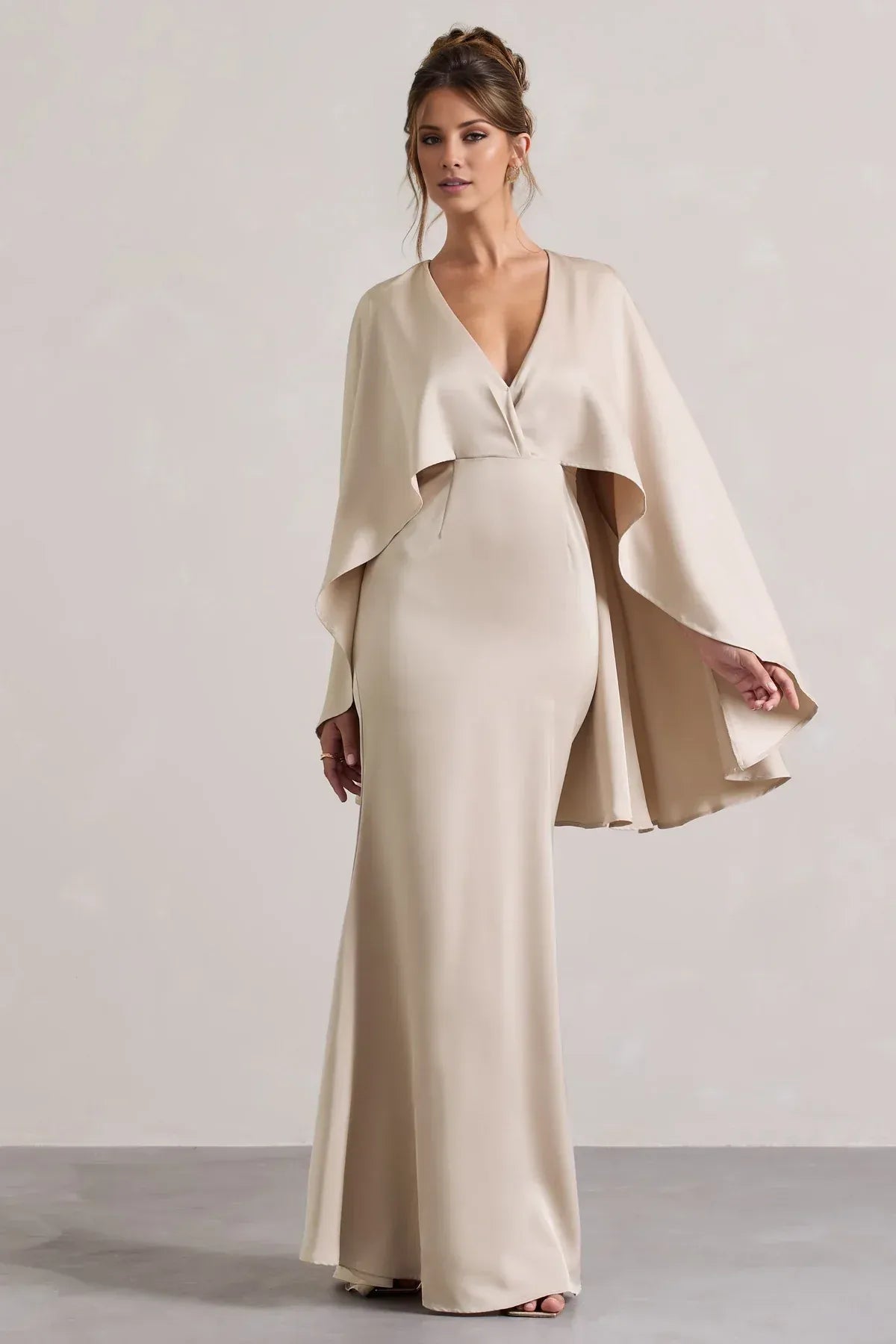 Champagne Mermaid V-Neck Floor-Length Wedding Dress - Yihuiw by Yihuiw