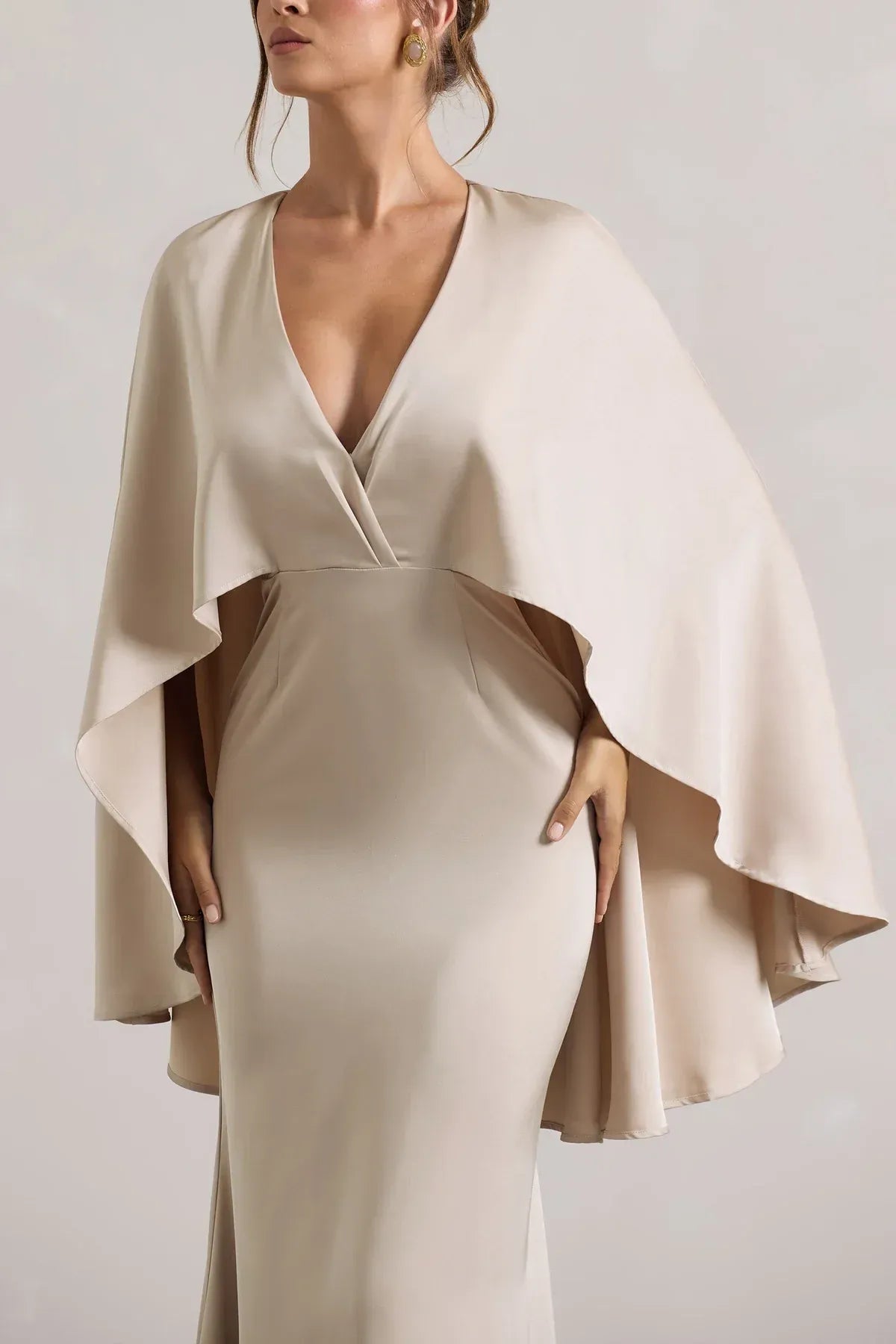 Champagne Mermaid V-Neck Floor-Length Wedding Dress - Yihuiw by Yihuiw