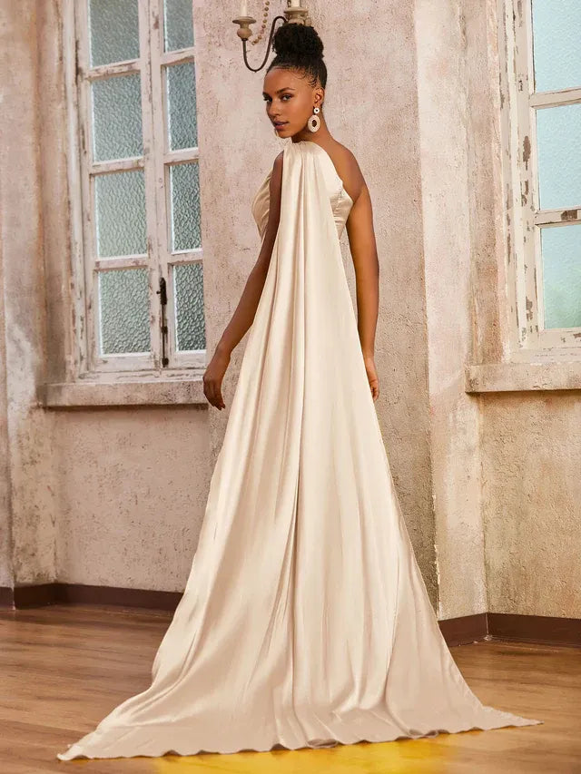 Mermaid Satin High Slit Wedding Dress - Yihuiw by Yihuiw