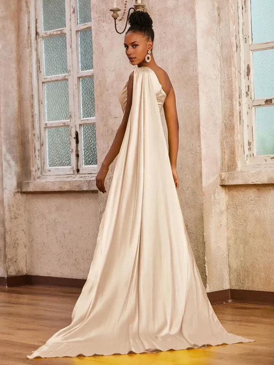 Mermaid Satin High Slit Wedding Dress - Yihuiw by Yihuiw