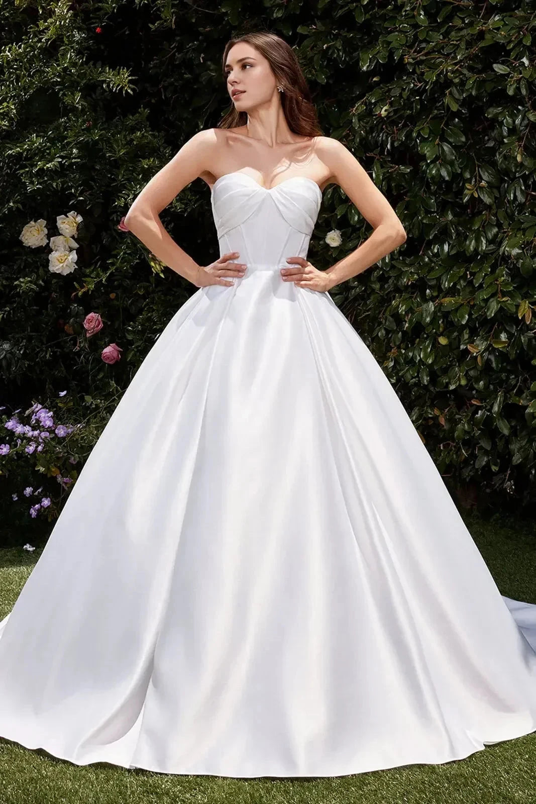 Charming Ball Gown Strapless Sleeveless Lace Up Back Floor Length Wedding Dress by YiHuiw