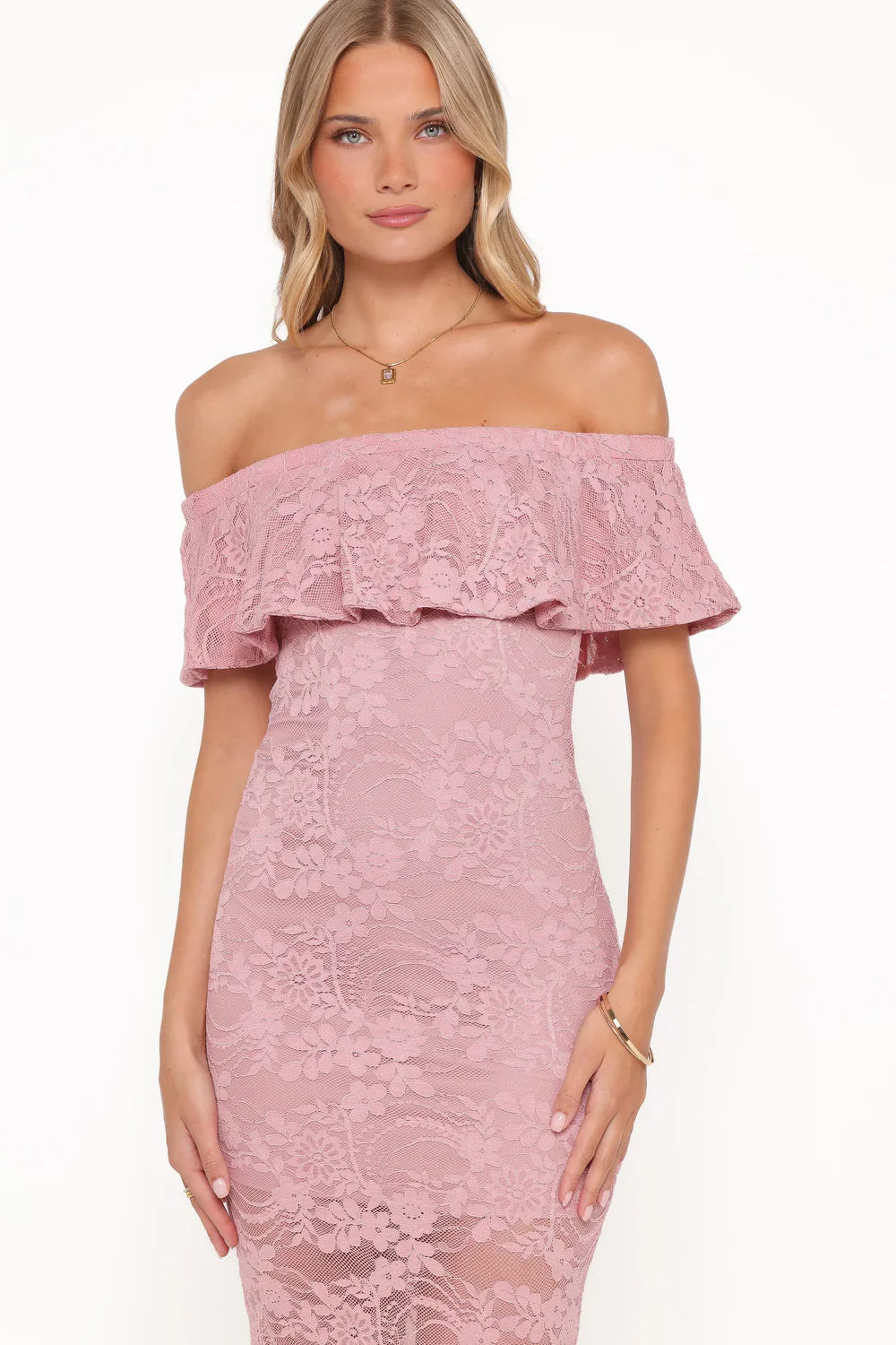 Mermaid Off-Shoulder Lace Ruffled Floor-Length Wedding Dress - Yihuiw by Yihuiw