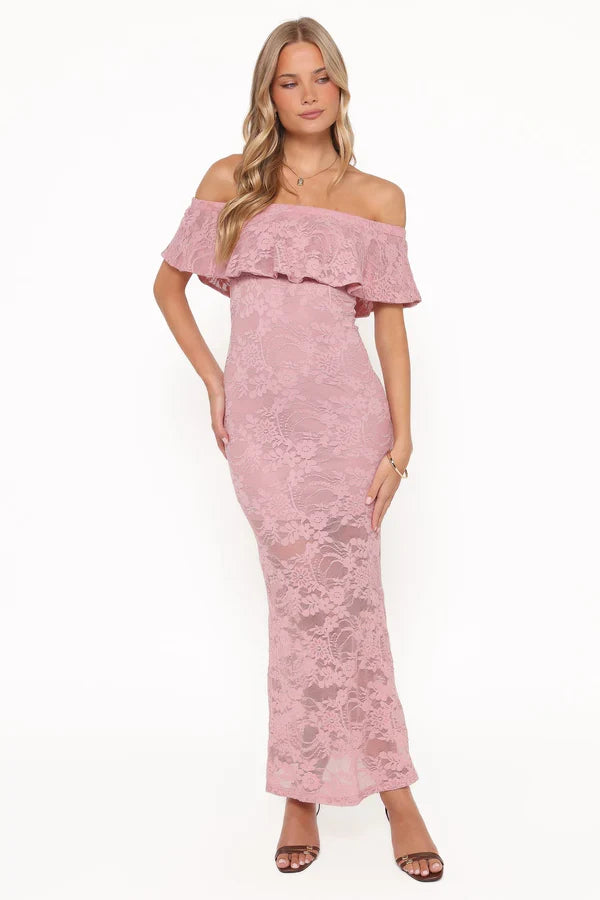 Mermaid Off-Shoulder Lace Ruffled Floor-Length Wedding Dress - Yihuiw by Yihuiw