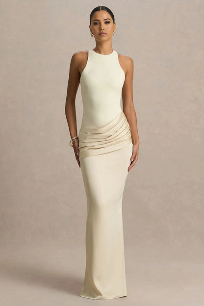 Charming Mermaid High Neck Sleeveless Keyhole Back Floor Length Prom Dress by YiHuiw