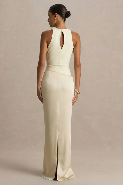 Charming Mermaid High Neck Sleeveless Keyhole Back Floor Length Prom Dress by YiHuiw