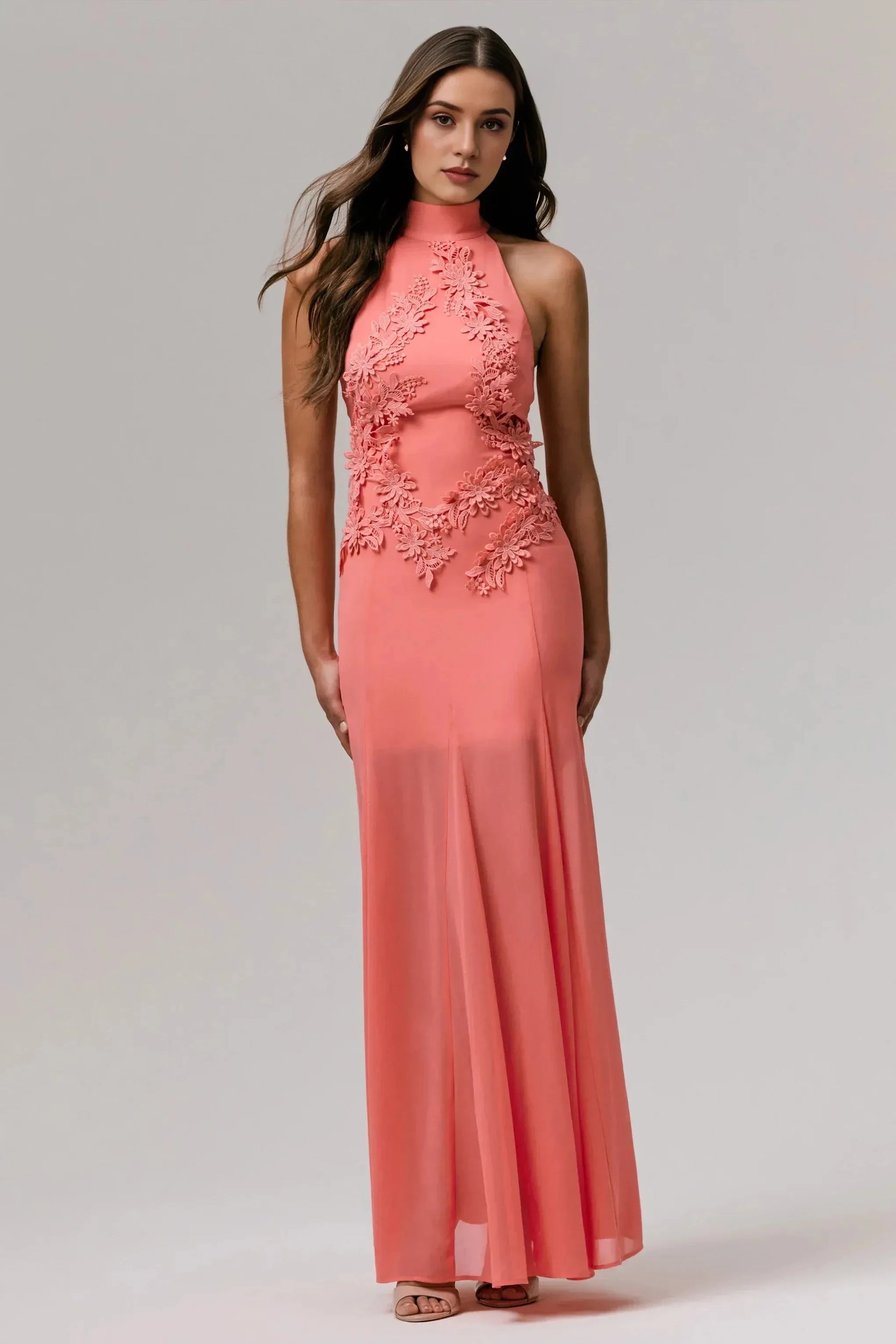 Charming Mermaid High Neck Sleeveless Lace Embellished Floor Length Prom Dress by YiHuiw
