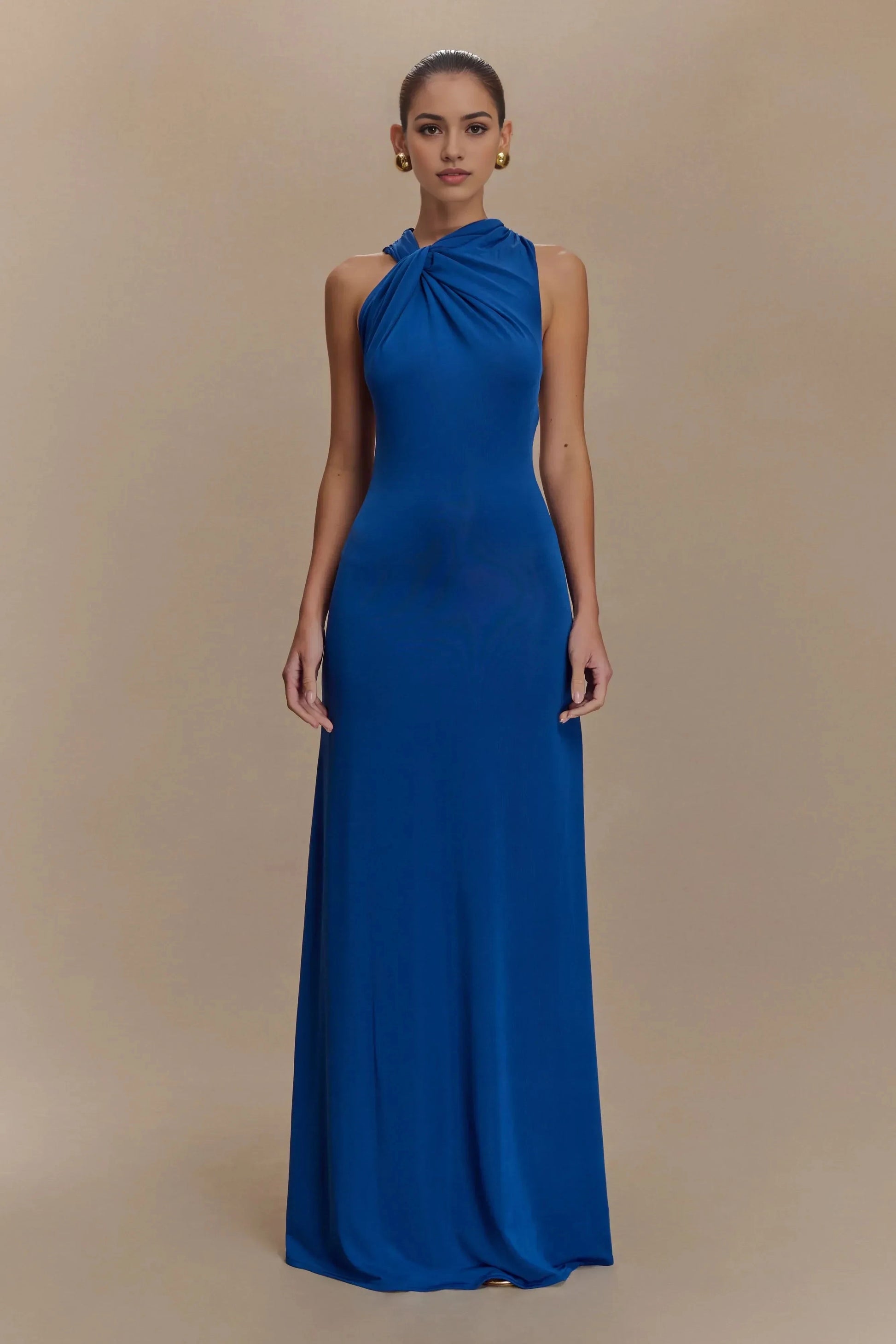Charming Sheath Halter Neck Sleeveless Crisscross Open Back Floor Length Prom Dress by YiHuiw