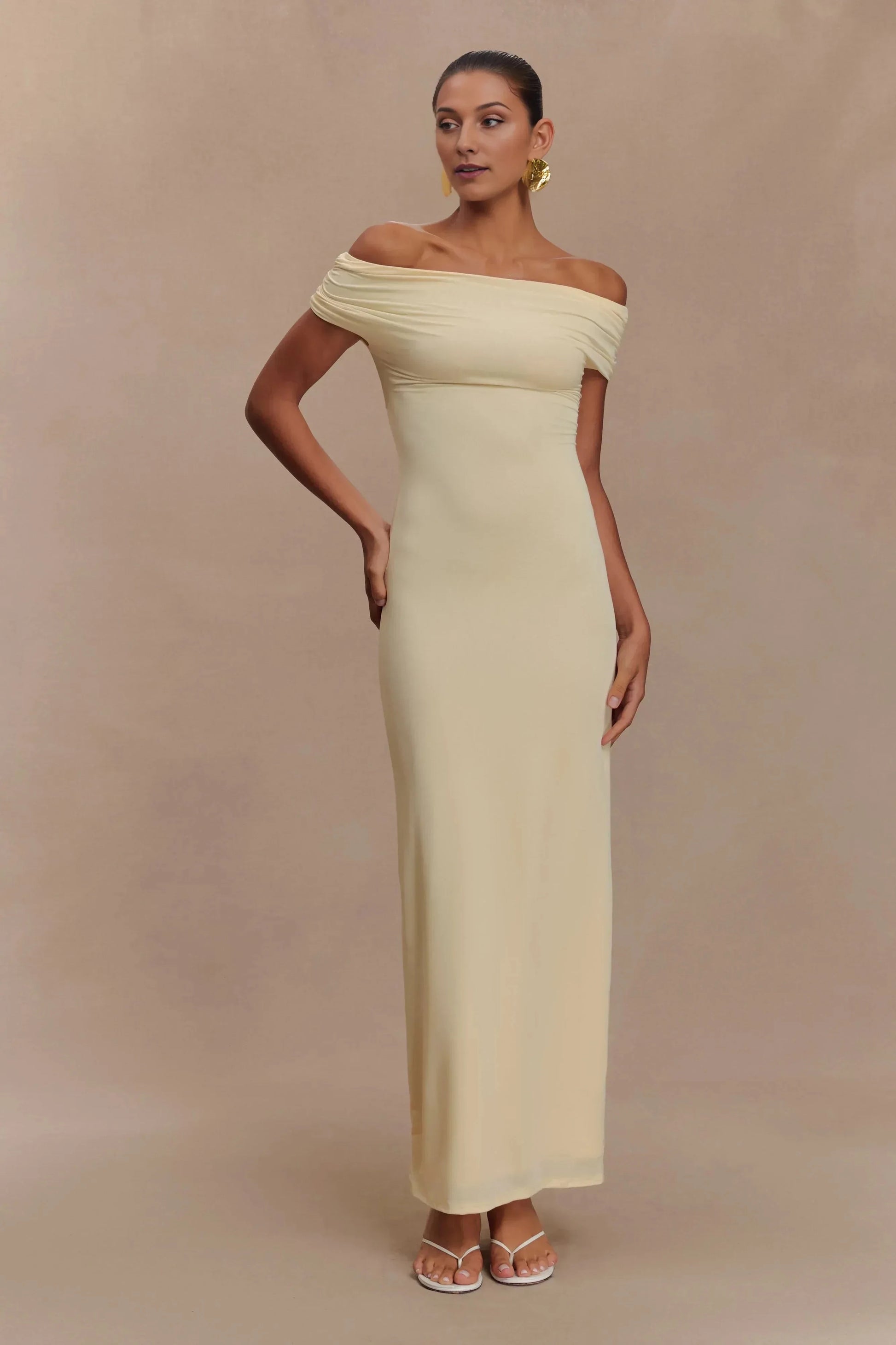 Charming Sheath Off Shoulder Short Sleeve Crisscross Open Back Floor Length Prom Dress by YiHuiw