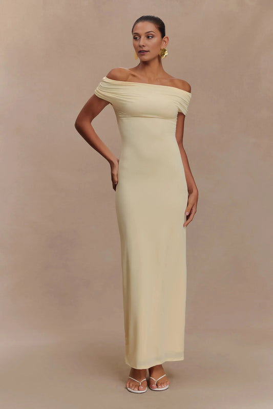 Charming Sheath Off Shoulder Short Sleeve Crisscross Open Back Floor Length Prom Dress by YiHuiw