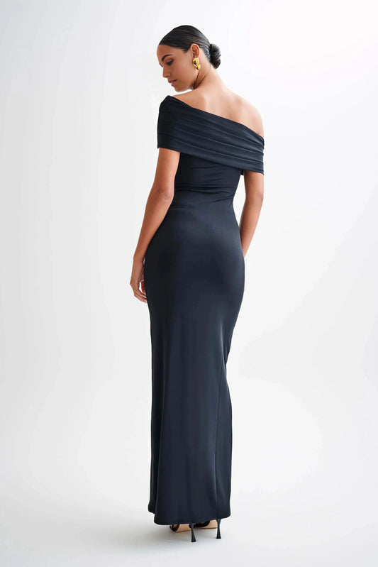 Charming Sheath Off Shoulder Short Sleeve Open Back Floor Length Prom Dress by YiHuiw