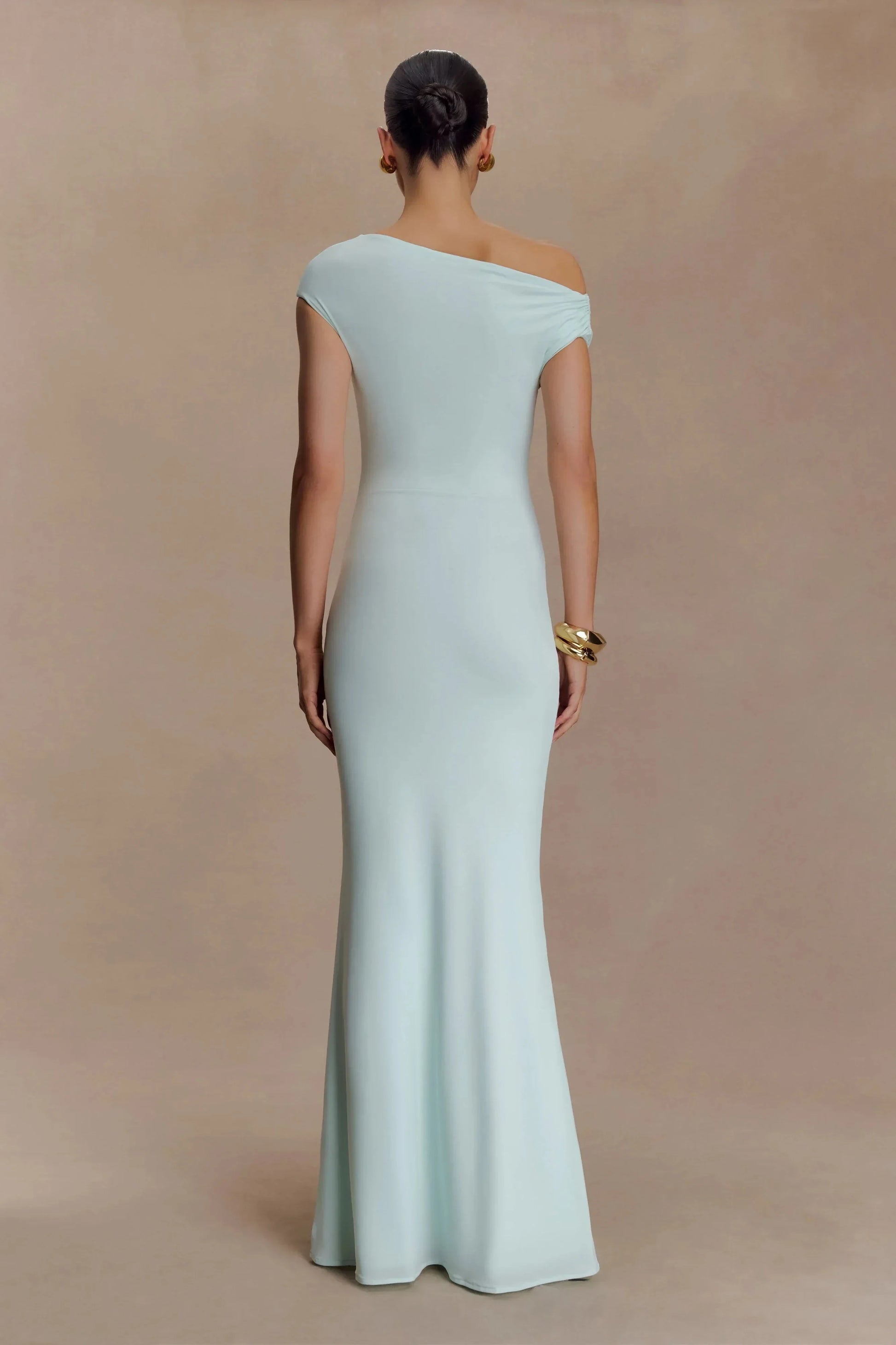 Charming Sheath One Shoulder Short Sleeve Open Back Floor Length Prom Dress by YiHuiw