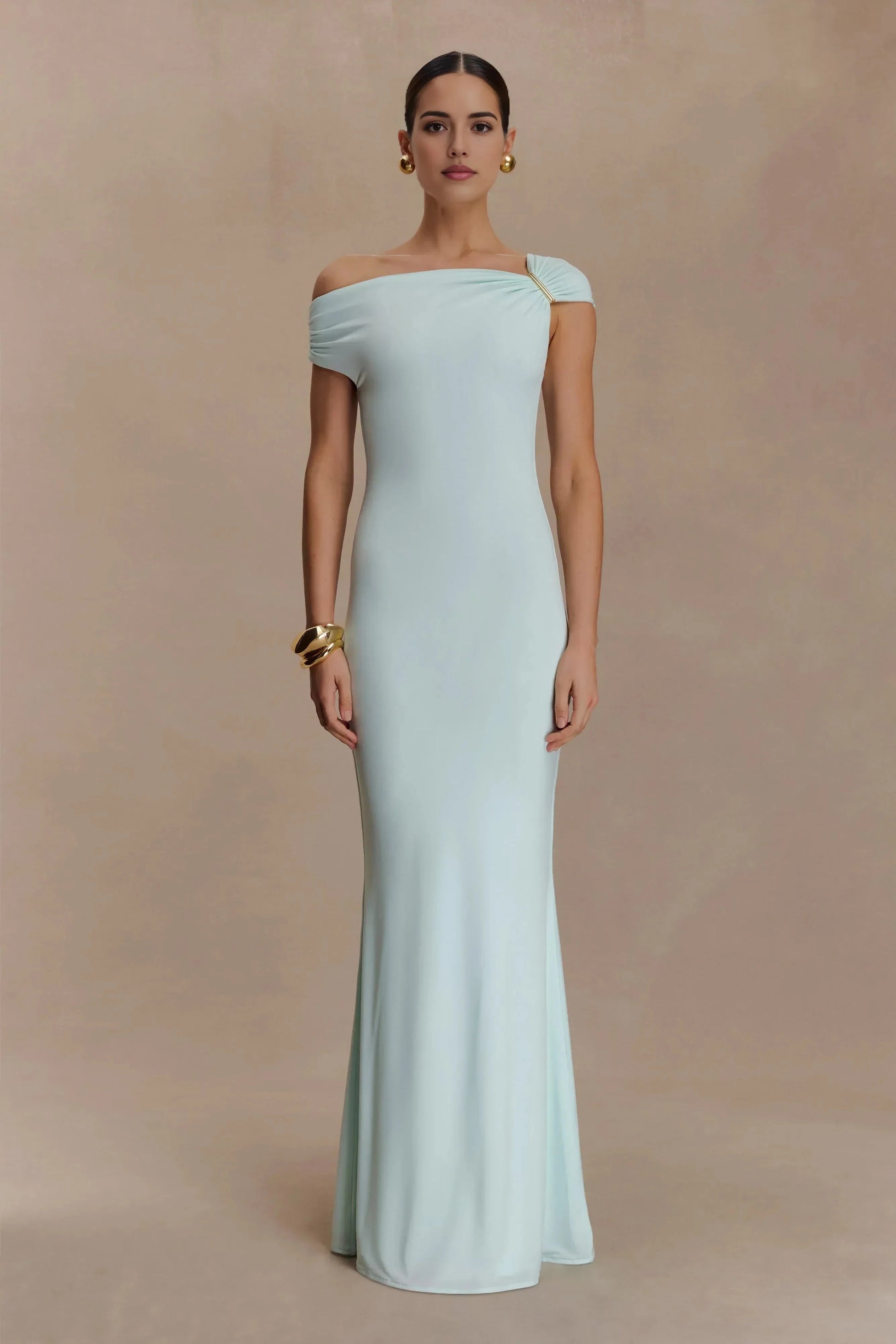 Charming Sheath One Shoulder Short Sleeve Open Back Floor Length Prom Dress by YiHuiw