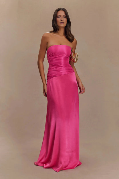 Charming Sheath Strapless Sleeveless Lace Up Back Floor Length Prom Dress by YiHuiw