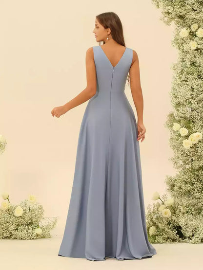 Encantadores vestidos de dama de honor de corte en A/estilo princesa, con escote en V asimétrico y volantes
