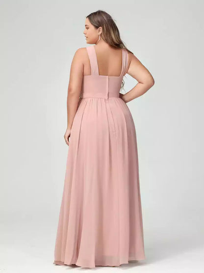 Charming A-line/princess style cross sleeveless chiffon plus size Bridesmaid Dresses