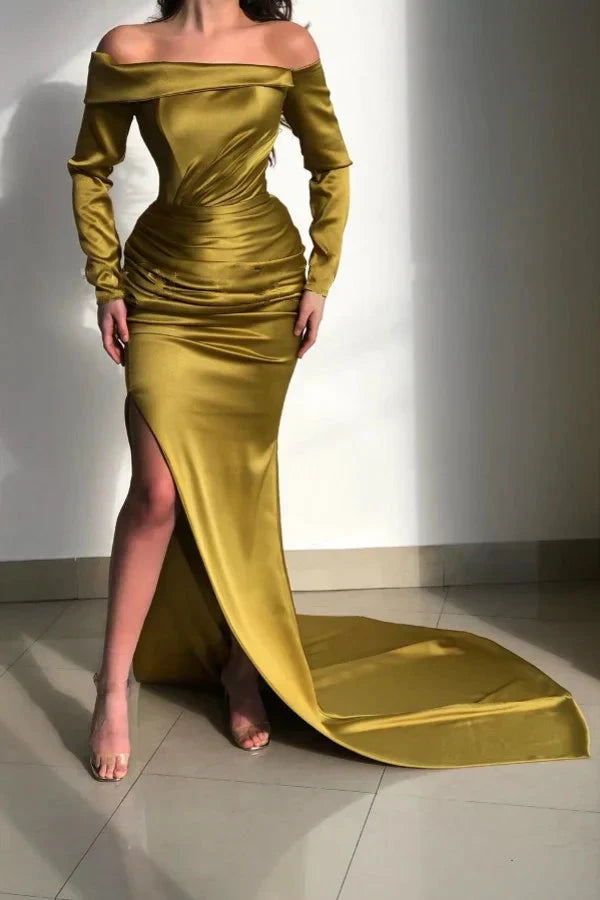 Charming Long Sleeves Mermaid Best Long Fashion Evening Prom Dresses simple gentle atmospheric and unique desi Bring summer colors to enhance whiteness by YiHuiw