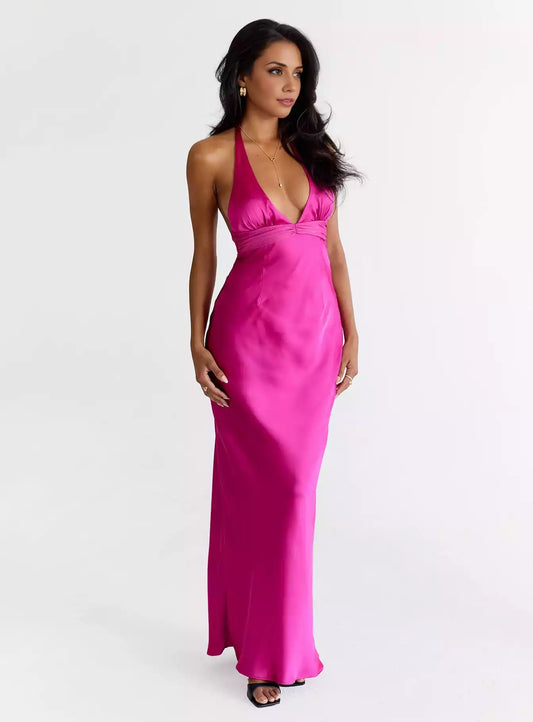 Charming suspender satin pleated invisible zipper strap design fully lined Prom Dresses