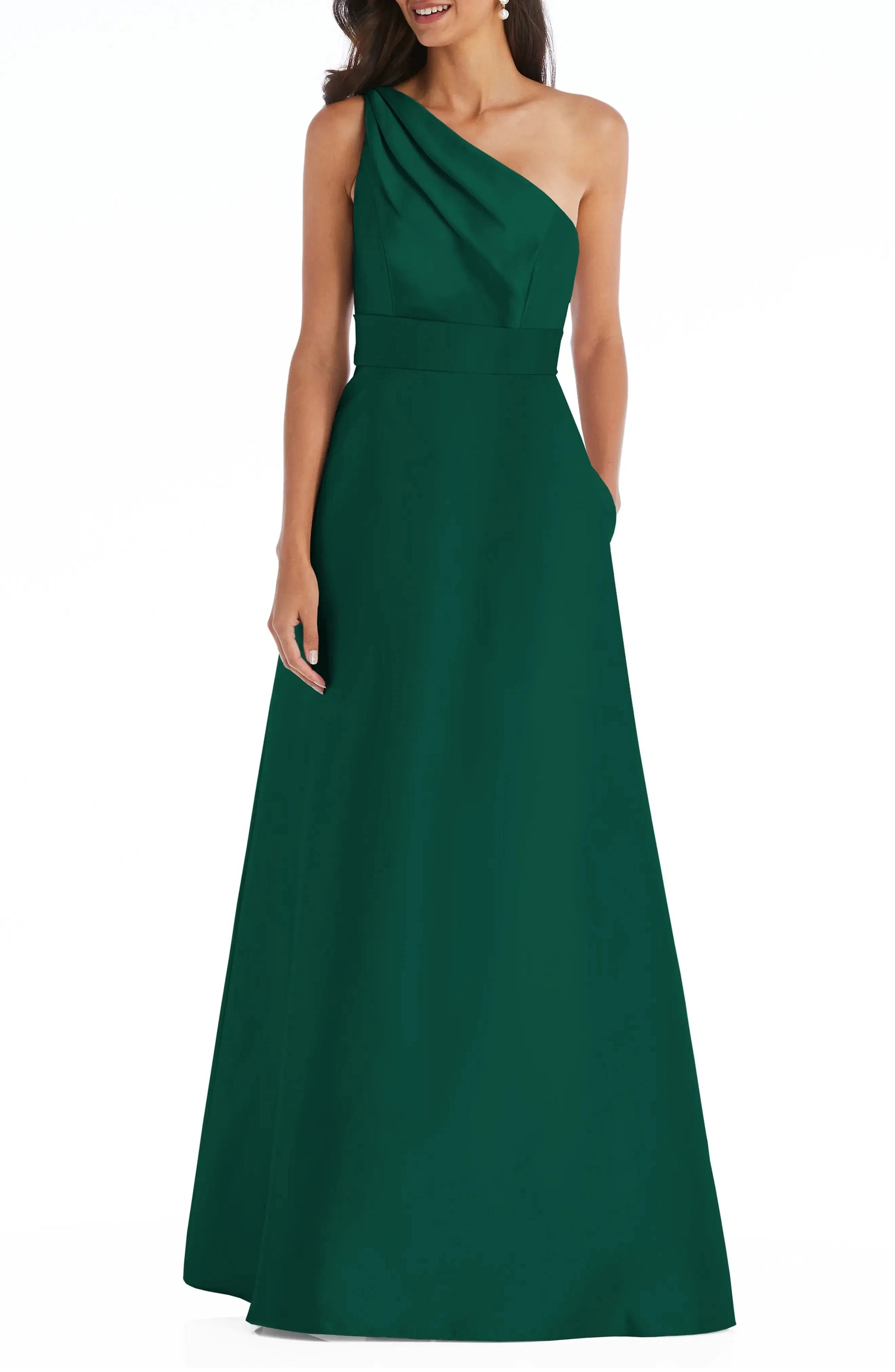 Chic A Line One Shoulder Sleeveless Belted Maxi Hot Sale Evening Dress by YiHuiw