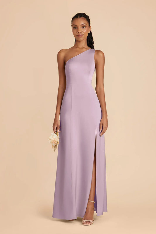 A-Line One-Shoulder Sleeveless Open Back High Slit Floor-Length Wedding Dress - Yihuiw by Yihuiw