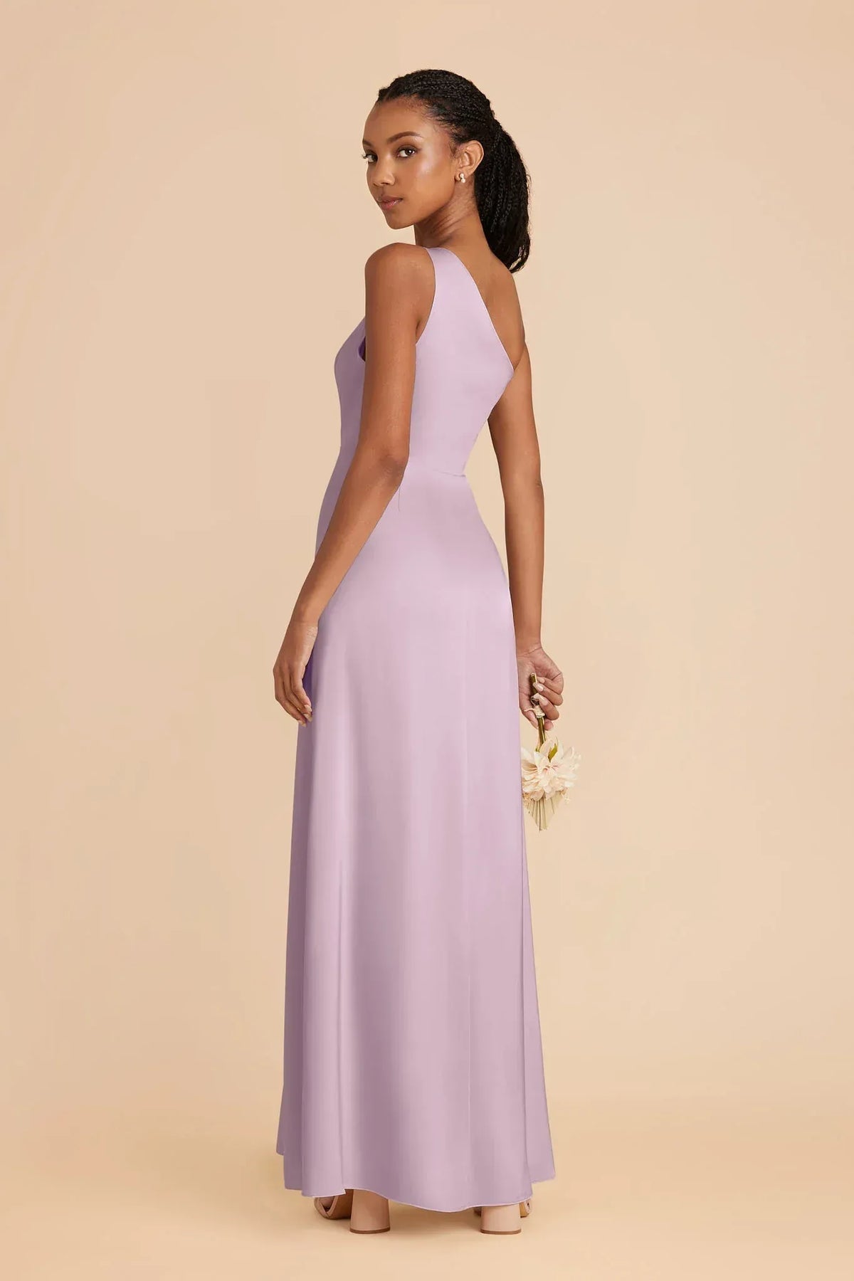 A-Line One-Shoulder Sleeveless Open Back High Slit Floor-Length Wedding Dress - Yihuiw by Yihuiw