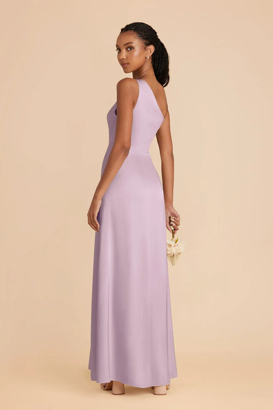 A-Line One-Shoulder Sleeveless Open Back High Slit Floor-Length Wedding Dress - Yihuiw by Yihuiw