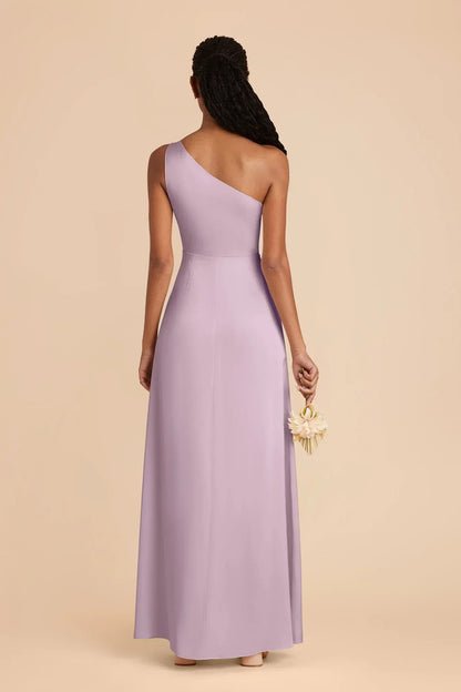 A-Line One-Shoulder Sleeveless Open Back High Slit Floor-Length Wedding Dress - Yihuiw by Yihuiw