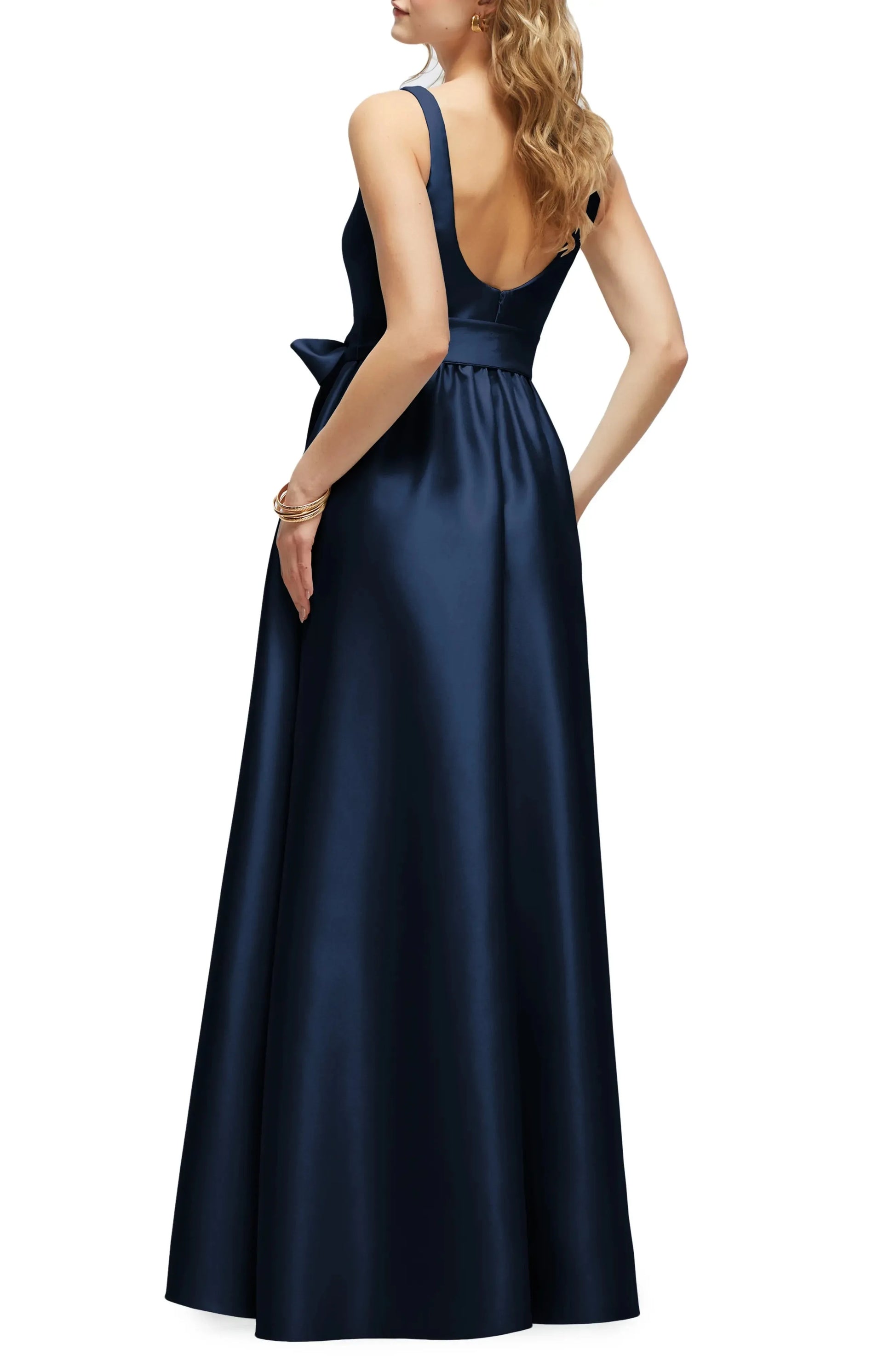 Chic A Line Square Neck Sleeveless Bow Accent Maxi Hot Sale Evening Dress by YiHuiw