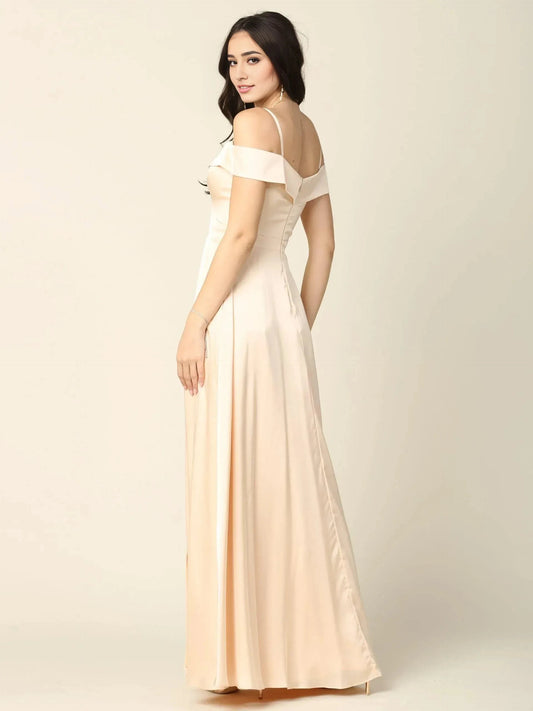 Chic A-Line Sweetheart Cold Shoulder Spaghetti Strap Zipper Back Floor Length Prom Dress by YiHuiw