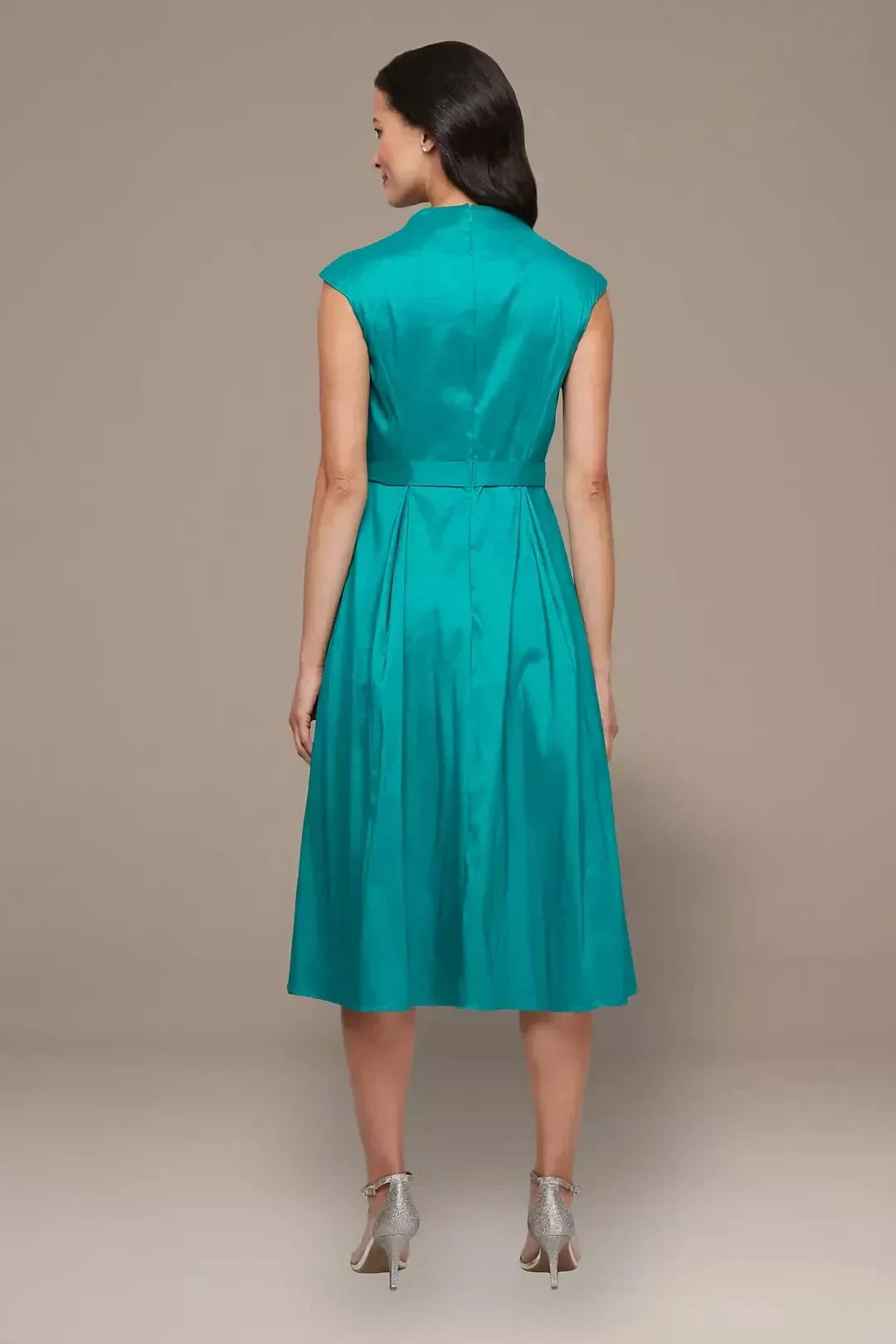 Chic A Line V Neck Cap Sleeve Plain Back Midi Length Mother of the Bride Dress by YiHuiw