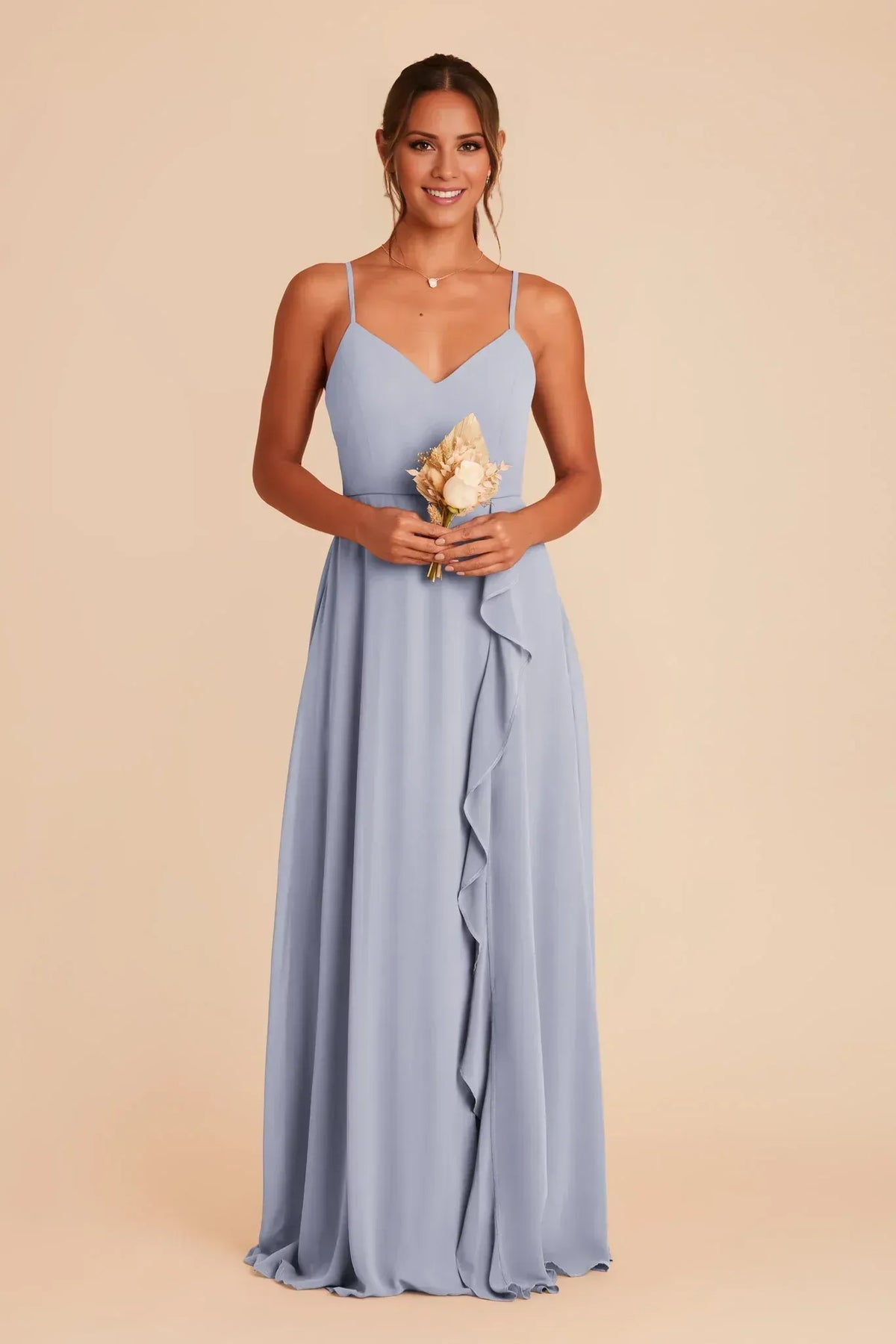 A-Line V-Neck Open Back Floor-Length Wedding Dress - Yihuiw by Yihuiw
