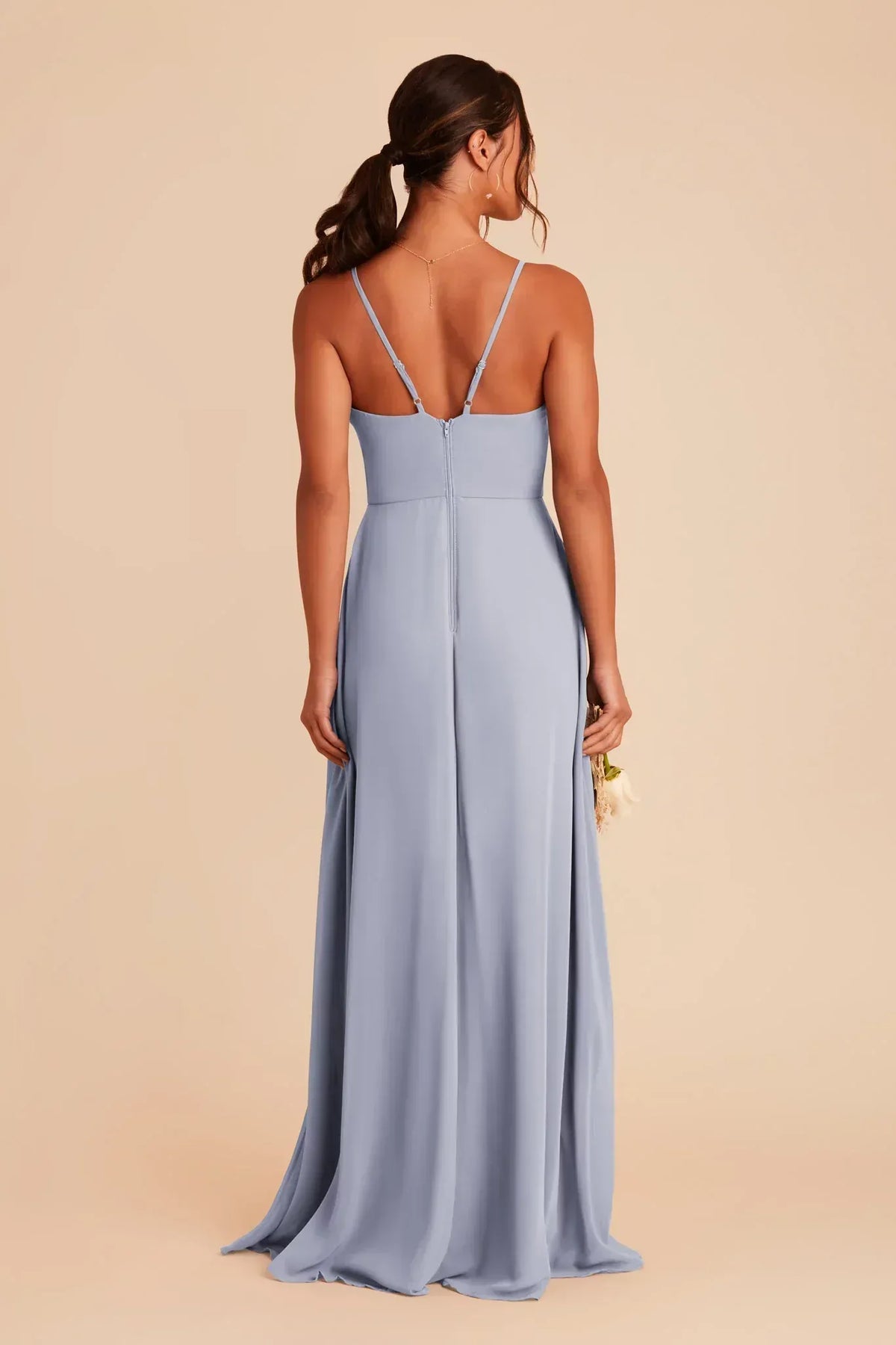 A-Line V-Neck Open Back Floor-Length Wedding Dress - Yihuiw by Yihuiw