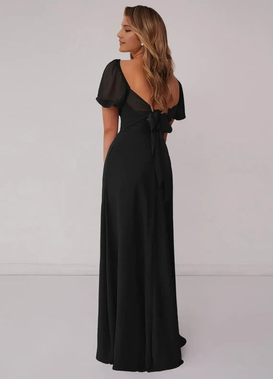 Black A-Line Sweetheart Floor-Length Wedding Dress - Yihuiw by Yihuiw