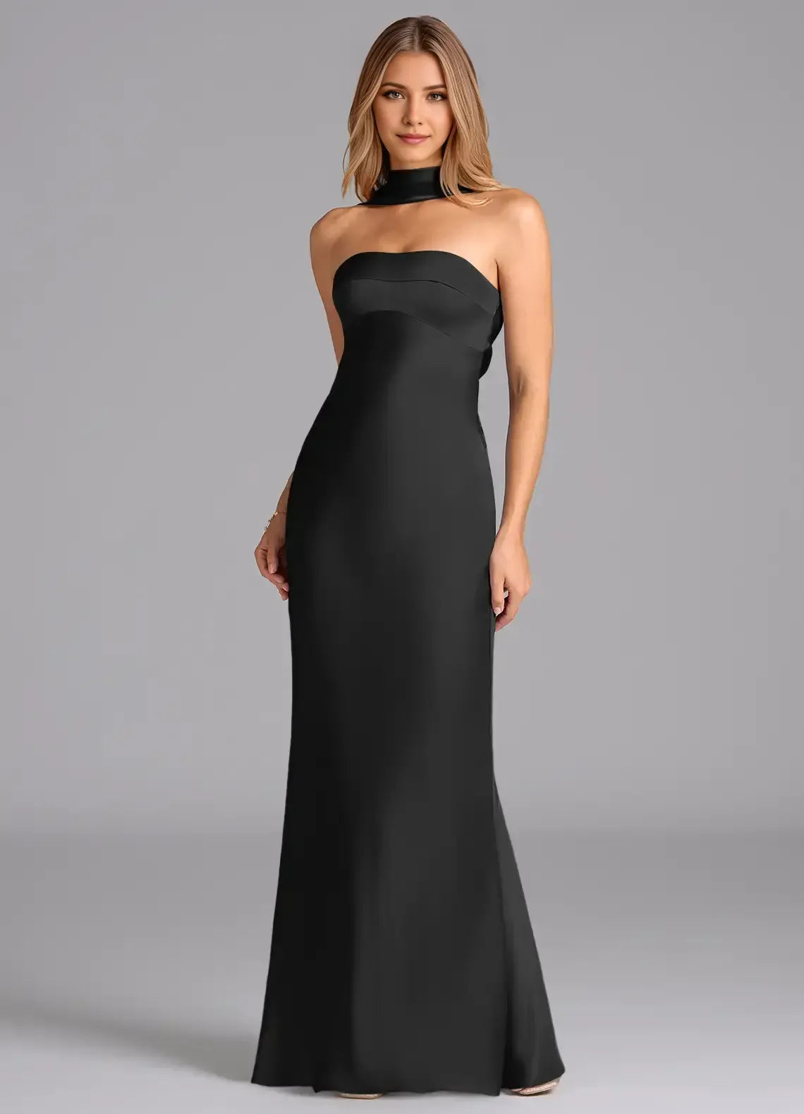 Black Mermaid Strapless Floor-Length Wedding Dress - Yihuiw by Yihuiw