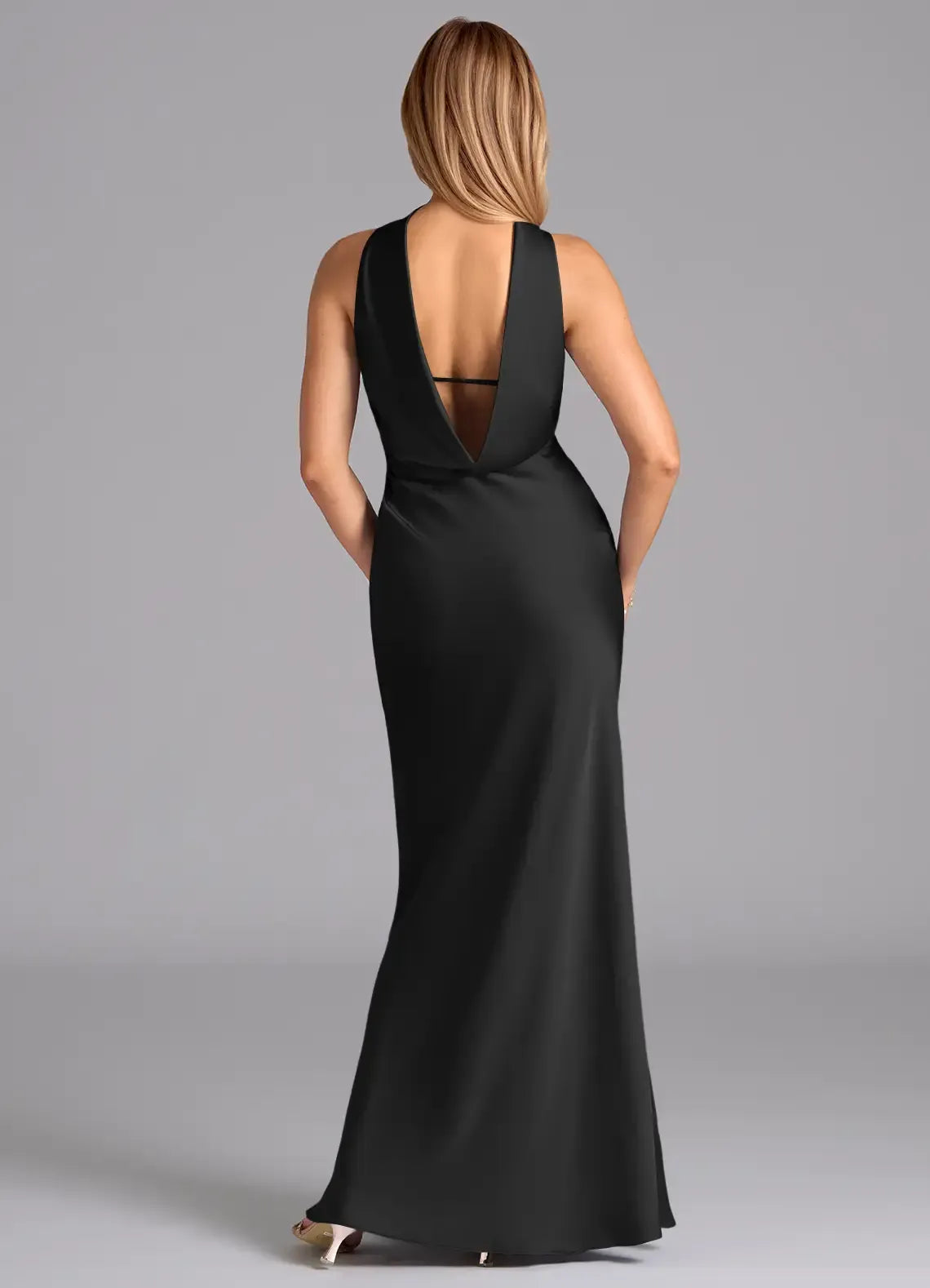 Black Mermaid Strapless Floor-Length Wedding Dress - Yihuiw by Yihuiw