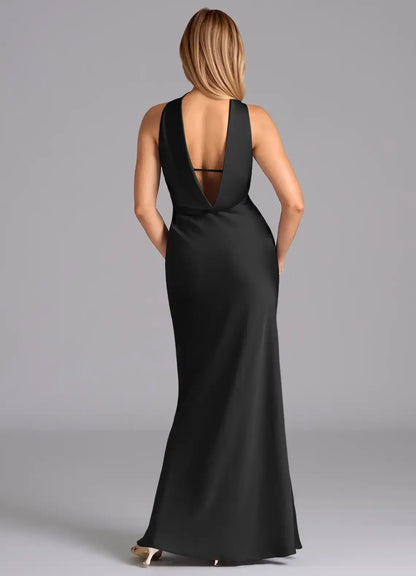 Black Mermaid Strapless Floor-Length Wedding Dress - Yihuiw by Yihuiw