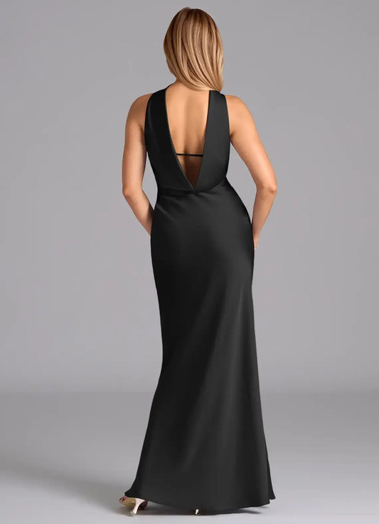 Black Mermaid Strapless Floor-Length Wedding Dress - Yihuiw by Yihuiw