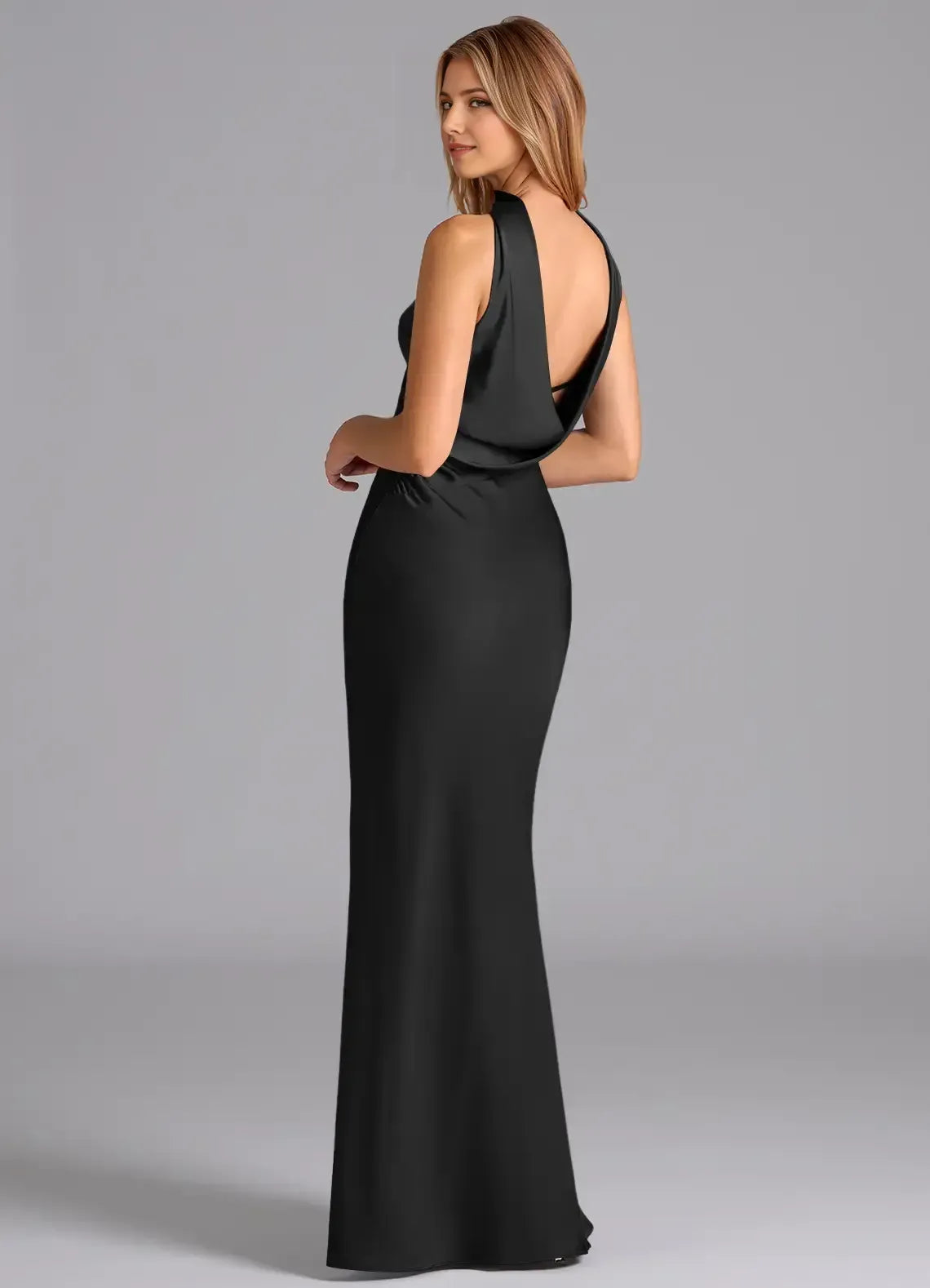 Black Mermaid Strapless Floor-Length Wedding Dress - Yihuiw by Yihuiw