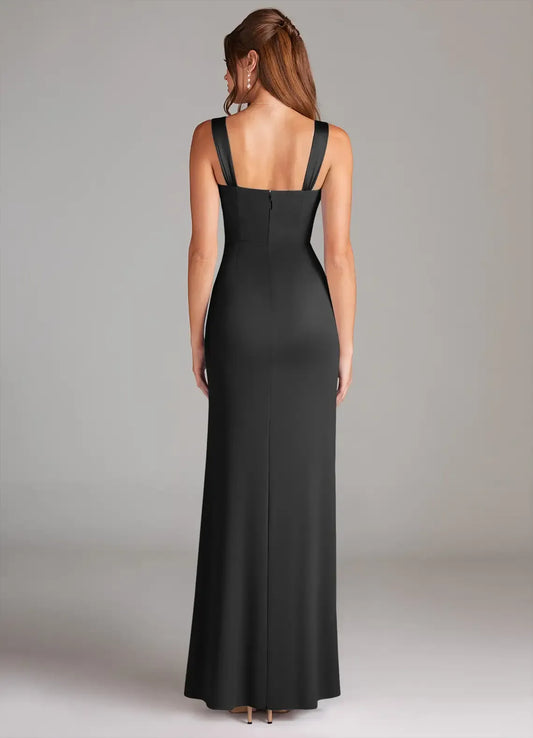 Black Mermaid Sweetheart Satin Floor-Length Evening Dress - Yihuiw by Yihuiw