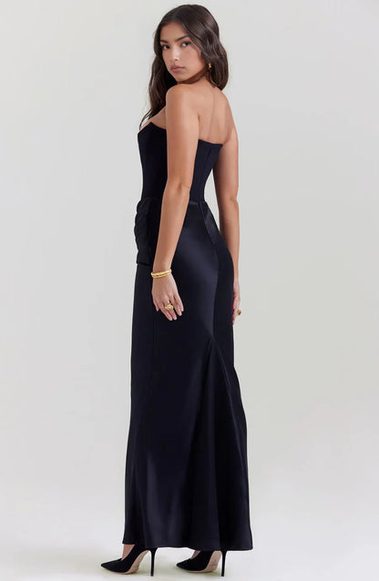 Mermaid Strapless Lace-Up Back Draped Floor-Length Wedding Dress - Yihuiw by Yihuiw
