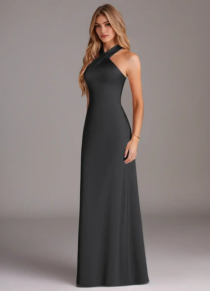 Mermaid Halter Sleeveless Floor-Length Evening Dress - Yihuiw by Yihuiw