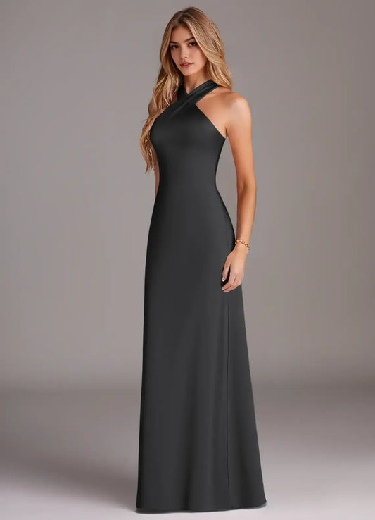 Mermaid Halter Sleeveless Floor-Length Evening Dress - Yihuiw by Yihuiw