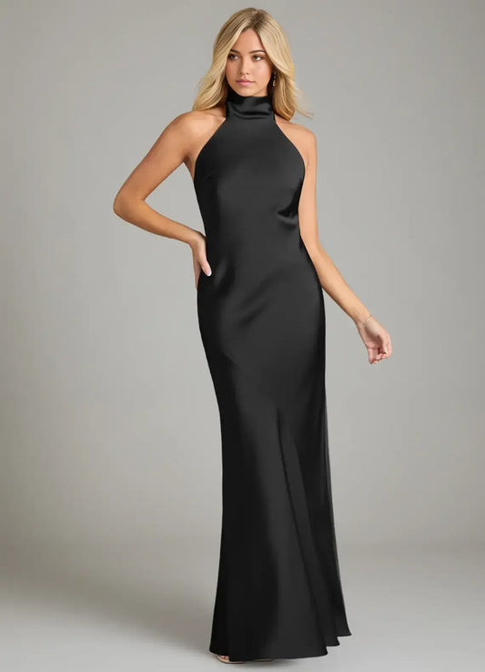 Mermaid Halter Sleeveless Floor-Length Evening Dress - Yihuiw by Yihuiw