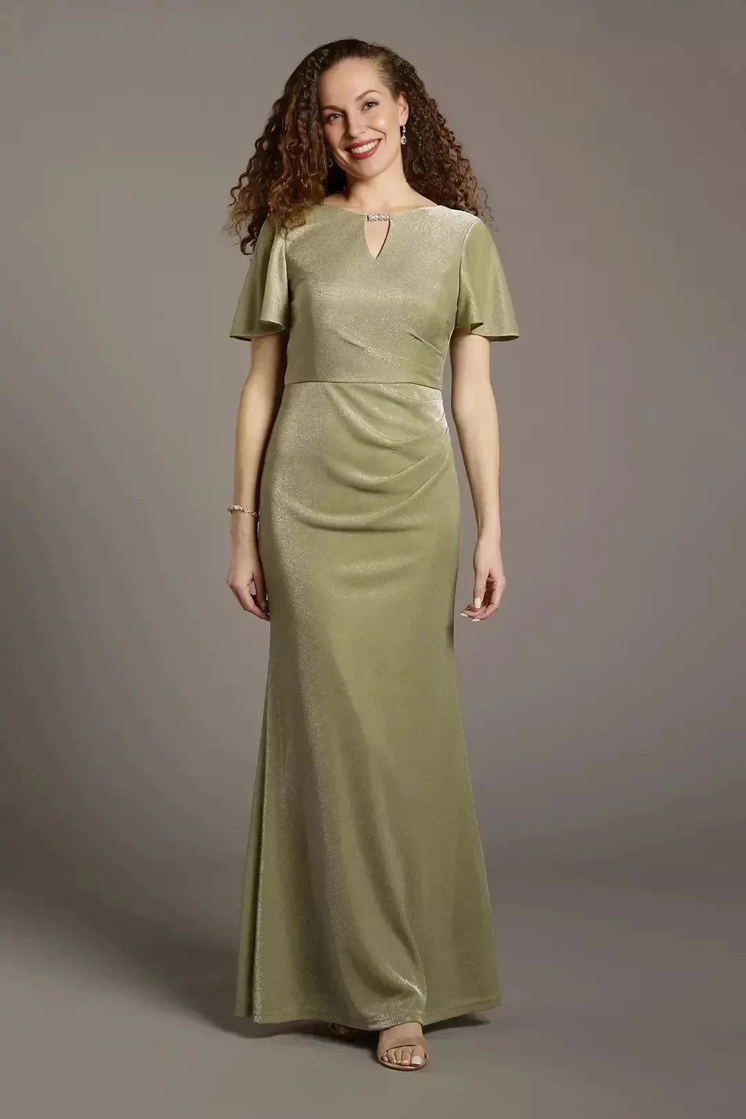 Chic Mermaid Keyhole Neck Short Sleeve Zipper Back Floor Length Mother of the Bride Dress by YiHuiw