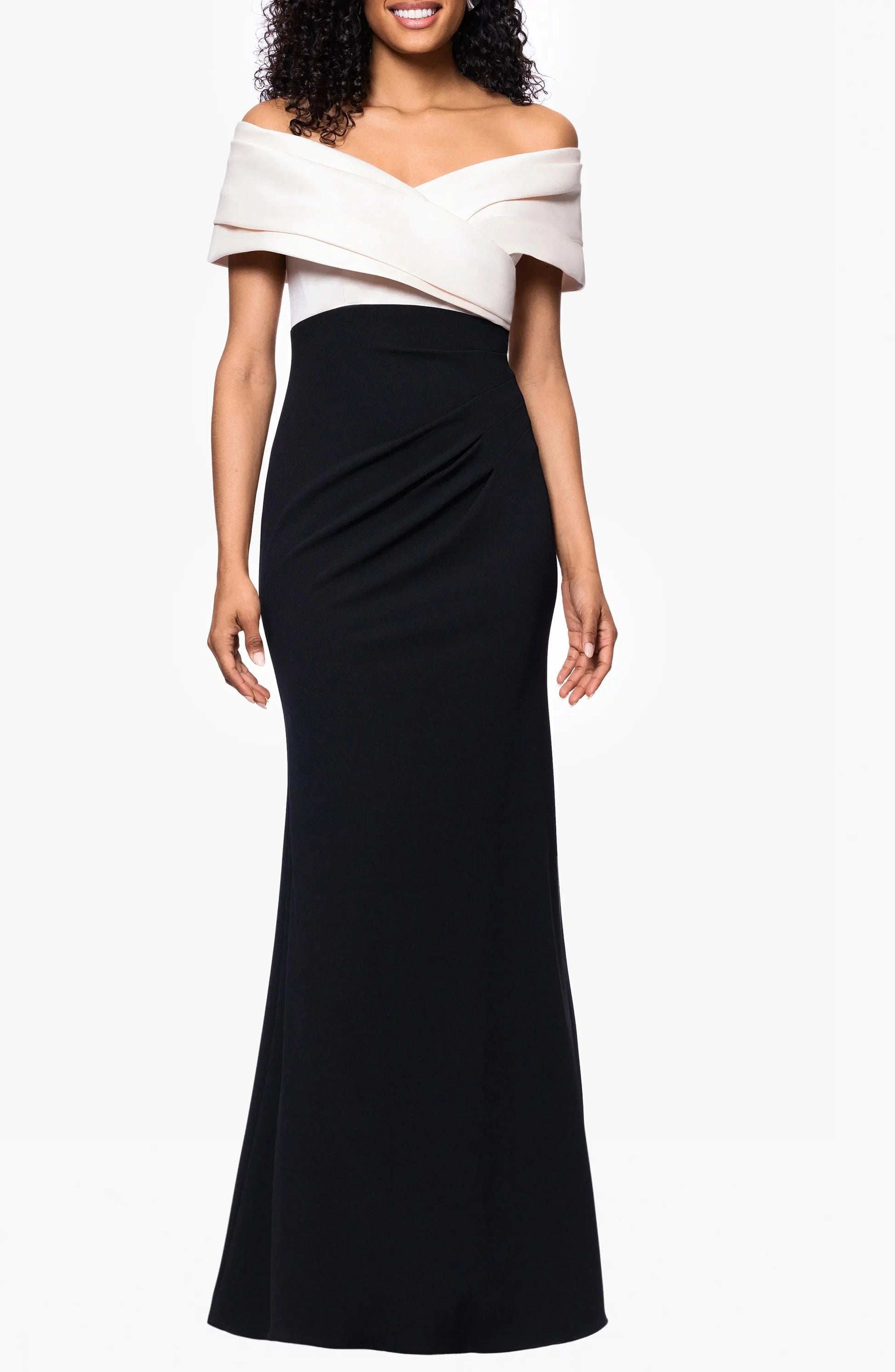 Chic Mermaid Off-the-Shoulder Short Sleeve Solid Back Floor Length Hot Sale Prom Dress by YiHuiw