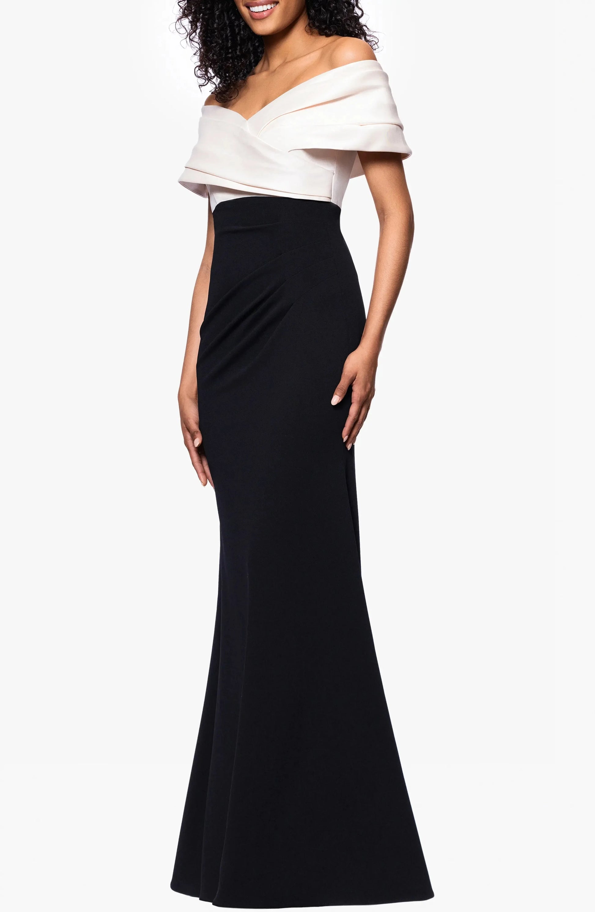 Chic Mermaid Off-the-Shoulder Short Sleeve Solid Back Floor Length Hot Sale Prom Dress by YiHuiw